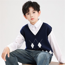 秋季套头常规款时尚百搭通勤V领马甲，童装马夹/背心，斯美雅电商供货