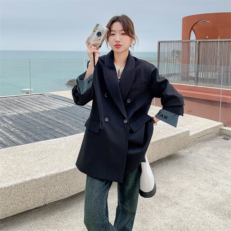 2025新款春装牛仔拼接西装外套2C098-808P150K218,女装西装,2C098