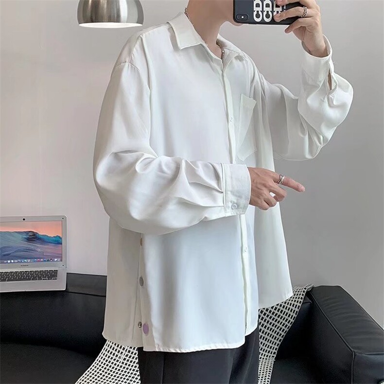 纯色长袖衬衫男港风潮流C021P34,男装衬衫,星座1116-2