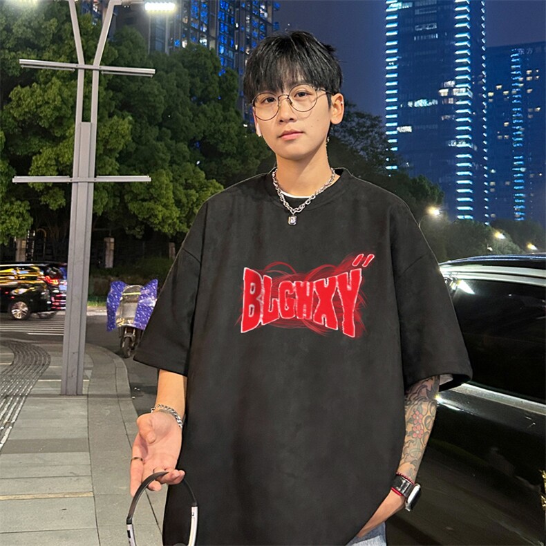量大优供视频重磅麂皮绒短袖t恤男JT527-特p19,男装T恤,电商B371