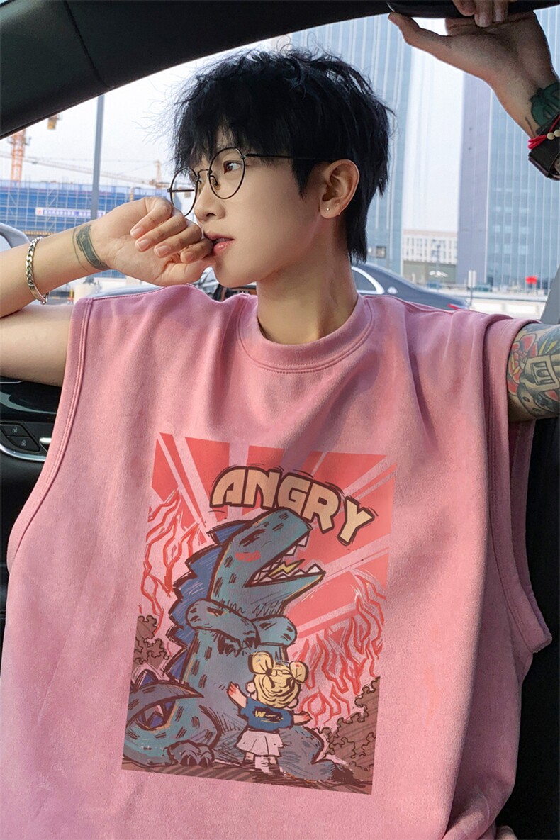 ！2025夏季新款男士麂皮绒背心情侣无袖T恤上衣TLBX20特P18,男装背心/马甲,电商B220