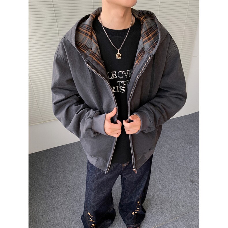 加绒牛仔棉服男冬季棉衣外套羊羔绒加厚毛领保暖外套MY1312-P148图片