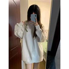 网图有货春季刺绣花卉圆领卫衣男女宽松情侣长袖上衣A1335-P30，男装卫衣，星座1505