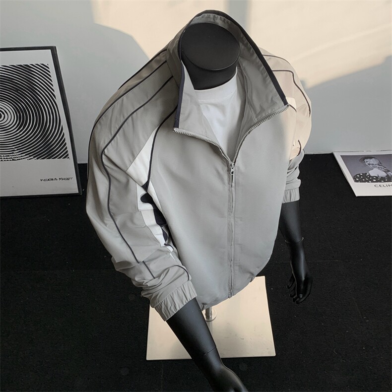 潮牌美式撞色拼接运动立领外套男宽松百搭夹克JK01572-P75,男装夹克,星座308B-2