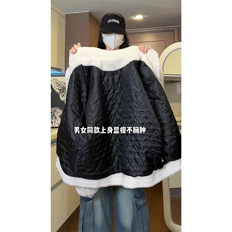美拉德夹棉羊羔绒加绒加厚气质棉衣宽松连帽外套HY676TP98,男装棉衣,电商A102B