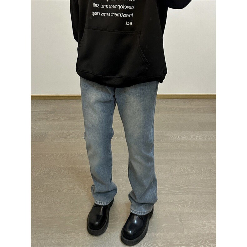 cleanfit裤子高街潮牌水洗微喇叭牛仔裤修身直筒痞帅长裤,男装牛仔裤,星座310A-4