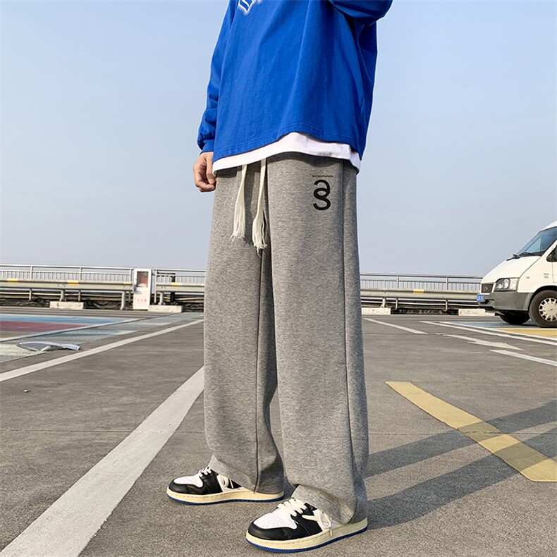 春季情侣百搭印花休闲裤男大码宽松拖地裤K181P50 控78图片