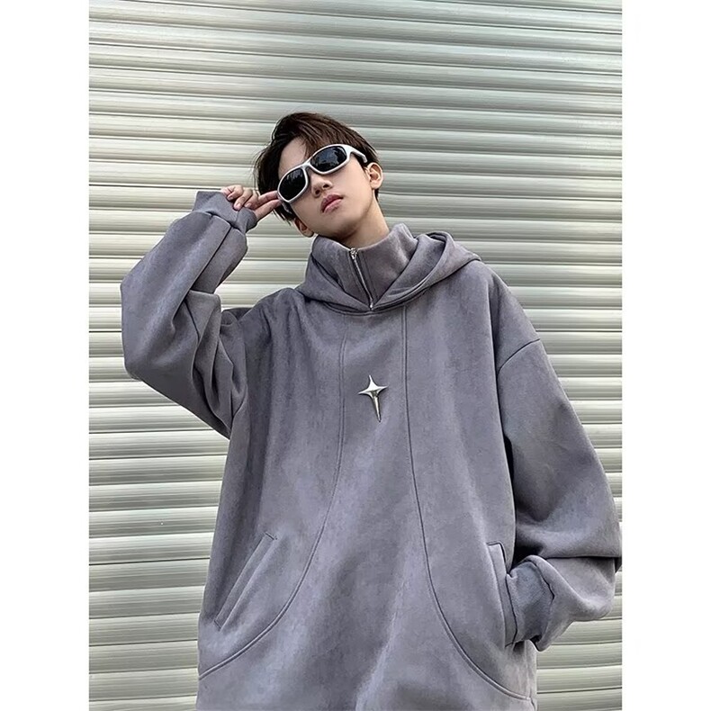 秋冬新款男士重磅潮牌金属设计连帽卫衣时尚外穿街头WV48-P55,男装卫衣,星座1109-3