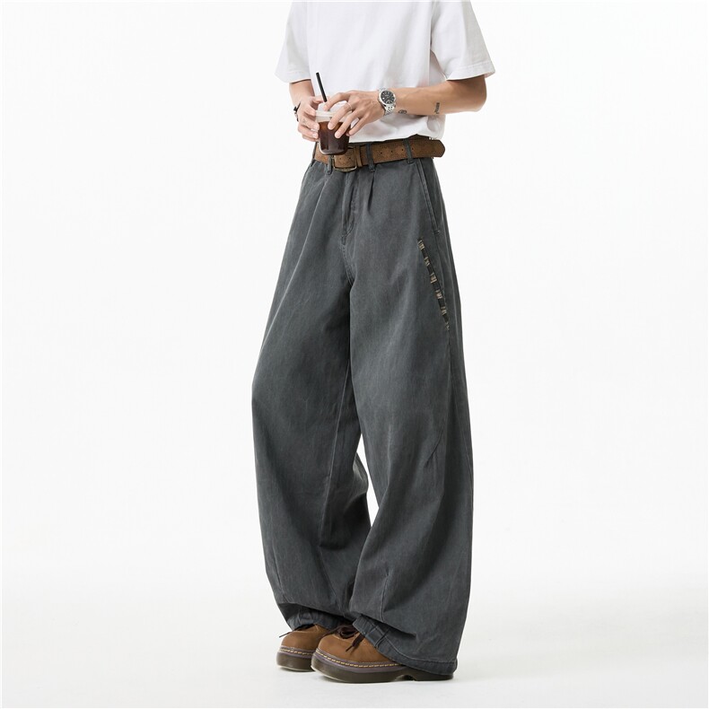 抖音品质秋季新款美式弯刀做旧设计宽松休闲裤B315-K892-p65控88，男装休闲裤，电商B315