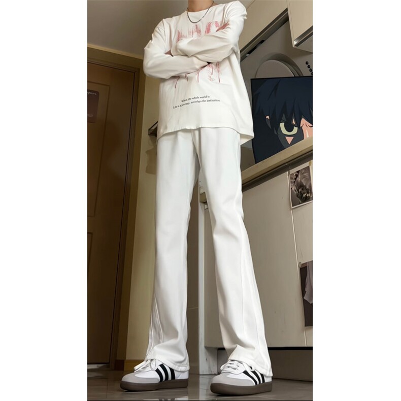 美式ins高街暗黑小众百搭喇叭裤休闲白色牛仔裤K2305-P55,男装牛仔裤,电商A062