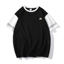 新款英伦夏季时尚拼色袖子ins小众百搭青少年T恤ZDY3415-P49，男装T恤，星座717