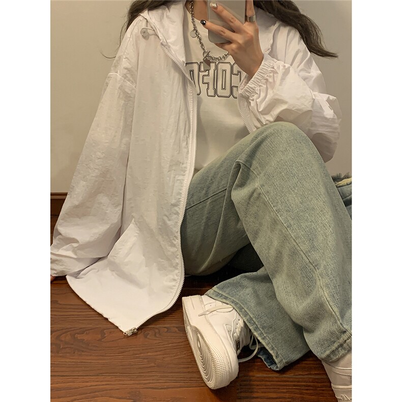 2025夏季新款纯色连帽宽松情侣防晒衣F169/P69，女装防晒衣，星座202-3