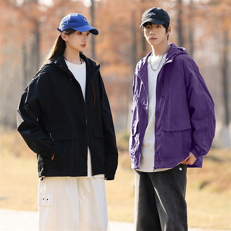 男士防晒衣连帽情侣休闲外套宽松夹克春夏户外潮流A266-FS001-P35，男装防晒衣，电商A266