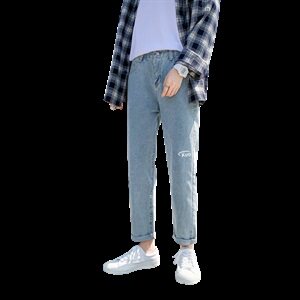 爆款夏季九分牛仔裤男宽松薄款男生裤子ins港风阔腿裤N50-P35图片
