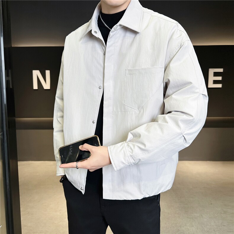 标50绒男士羽绒服冬季2025新款暗扣夹克外套A313-25662-P215,男装夹克,电商A313
