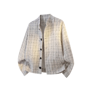 XF2623/P75春装小香风西服男短款夹克格子新中式西装痞帅立领外套图片