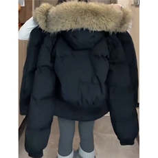 减龄风气质百搭黑色连帽毛领棉服冬日新款设计感棉衣M7854，男装棉衣，星座1116A（原606A-3）