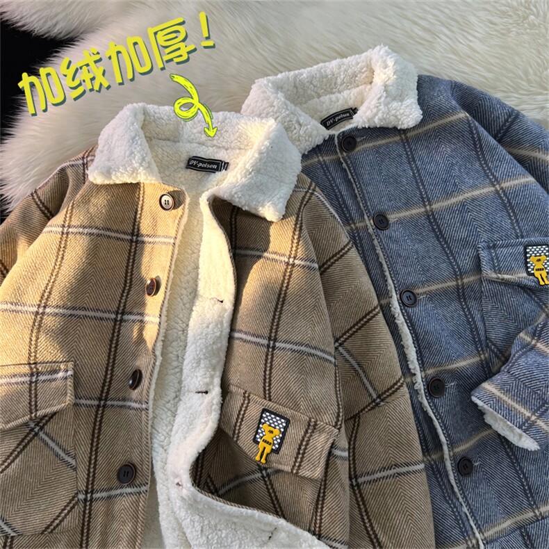 毛毯~~冬季毛呢加绒加厚宽松休闲外套夹克A316-1-Y67p105控135,男装夹克,星座906（原电商a316-1）