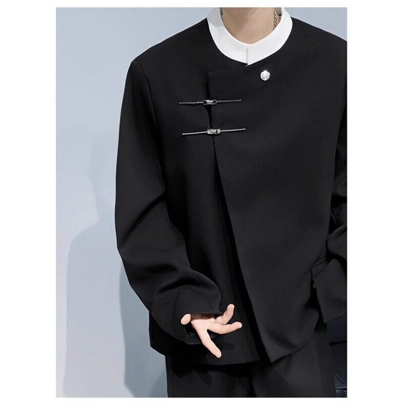 新中式立领西装外套男暗黑系设计西服外套潮  W32-P60图片