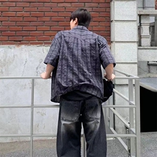 夏装宽松短袖衬衫男装格子衬衣透气舒适薄外套XZ815-4-CS100P45，男装衬衫，星座716A（原星座815-4）
