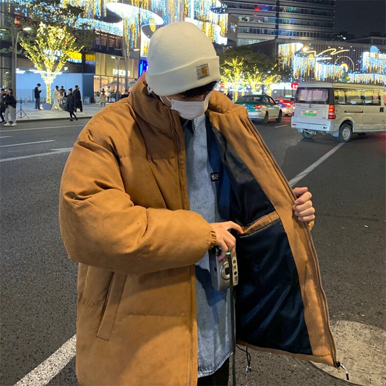 冬季新款男士立领棉衣鹿皮绒简约日系港风棉袄767p85,男装棉衣,星座1113