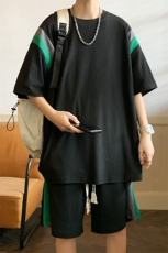 夏季大码港风情侣防晒休闲运动五分裤两件套套装男S16P50，男装休闲套装，电商B226-2（原B217-2）