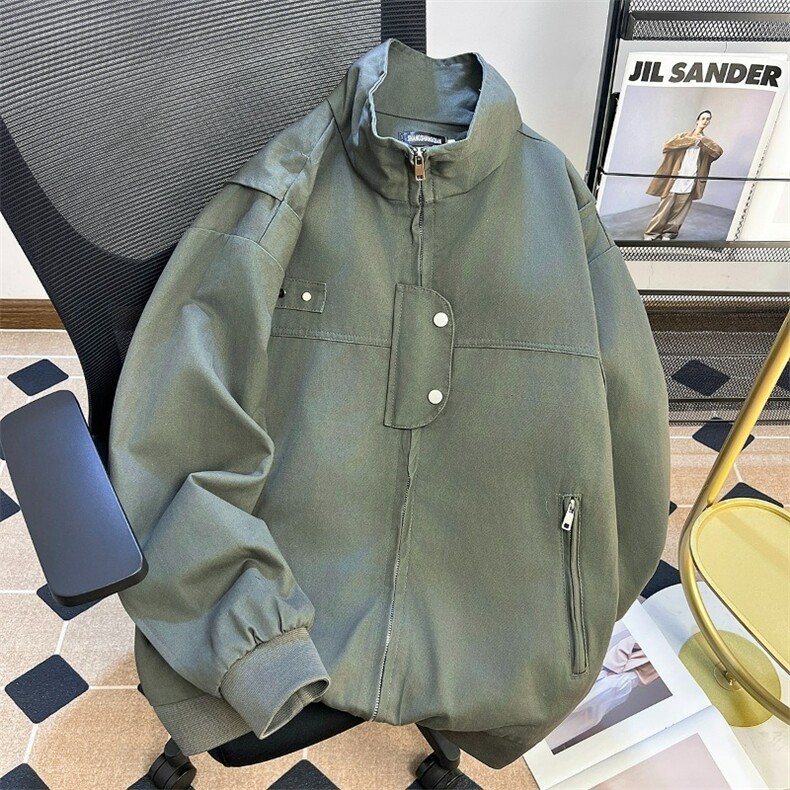 684-P68美式复古高街底特律工装外套男春秋季潮牌宽松百搭翻领，男装工装外套，电商B323A