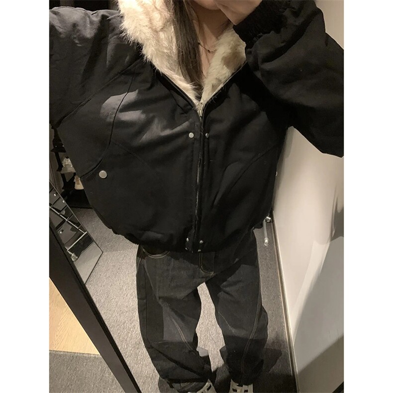 现货高品质美式高街冬季重磅硬挺短款座山雕毛领棉衣男女加厚外套，男装棉衣，电商A486-1