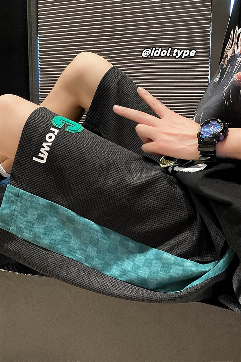 2023夏季新款港风外景大码条纹棋盘格短裤M-5XHK22237-P30,男装休闲裤,电商A022