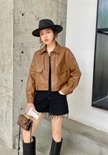 【现货】休闲皮衣外套，女装皮衣，芷炫