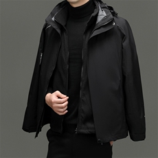 男士户外三合一冲锋衣两件套保暖加厚运动服可托卸内胆秋冬男外套，男装夹克，钱塘6003（原4033）
