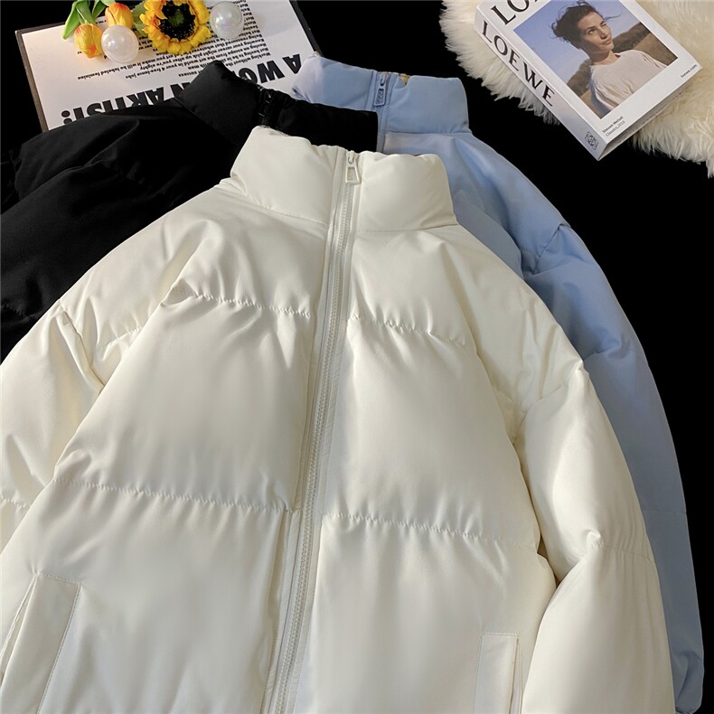 cleanfit蓝色格子棉服男款冬季夹棉保暖宽松短款立领棉衣情侣外套,男装棉衣,星座207