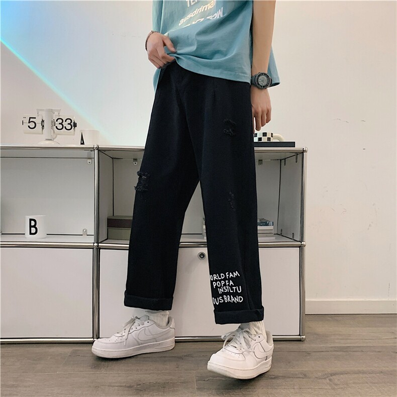 k705-p48-控68中性高阶港风中性ins宽松大码肥仔破洞牛仔裤,男装牛仔裤,星座116