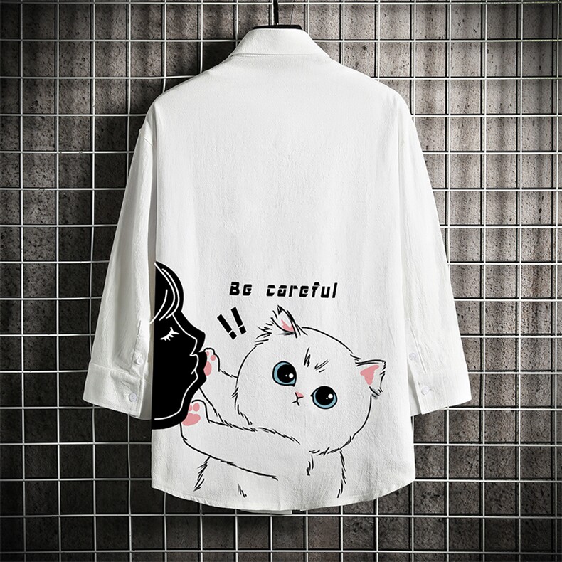 QC58116-P45亚麻七分袖衬衫男大码五分袖衬衣男短袖网格挂拍，男装衬衫，电商A040A