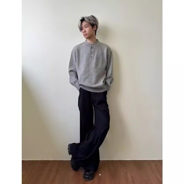 男女松弛感老钱针织毛衣针织衫慵懒百搭亨利打底长袖秋冬MYD570,男装T恤,星座516A