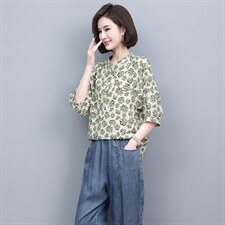 2022夏季新款简约时尚宽松舒适气质花色上衣，女装连衣裙，独衣靓