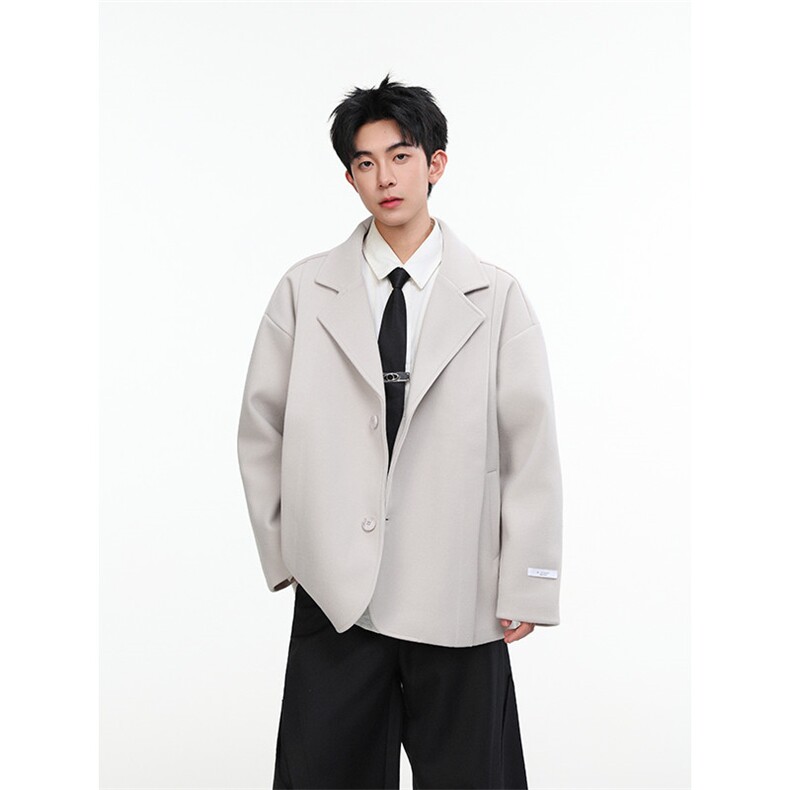 秋冬季西装短款毛呢大衣风衣潮504-F21-P75控118(加棉P85控128)，男装西服套装，星座504