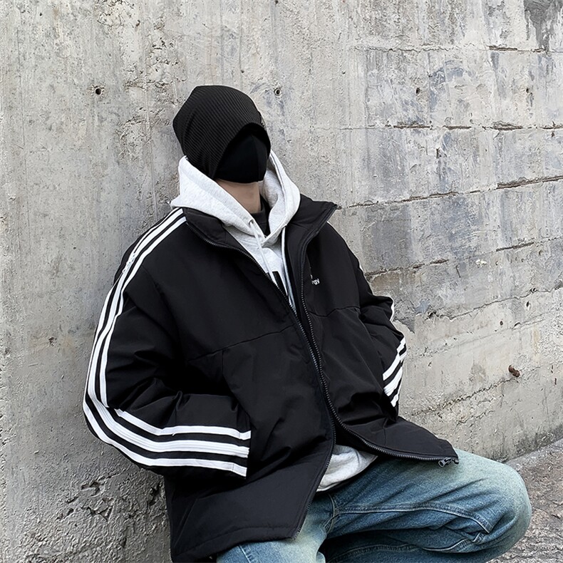 潮美式织带棉服冬季宽松加厚男女款立领上衣M065-P83,男装棉衣,星座308B-2