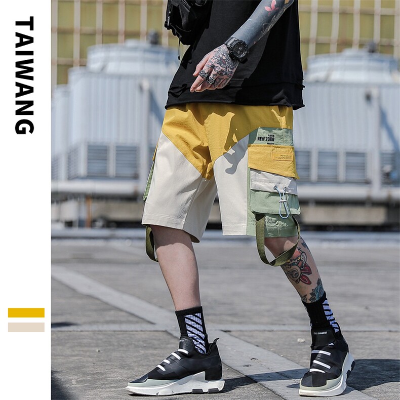 2021夏季潮牌新款插色宽松大口袋男士运动工装裤A438-C3010-P45,男装休闲裤,电商A438