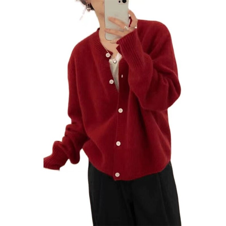 时尚宽松半圆领羊毛开衫羊毛女装秋冬必备单品,女装羊毛衫,旭驰羊绒