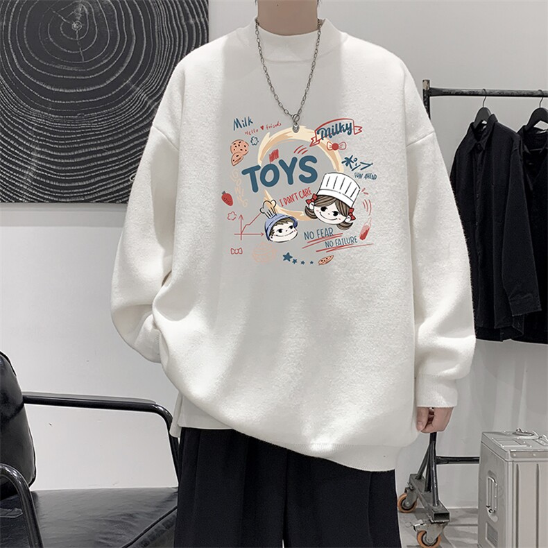 半高领毛衣男大码胖子针织衫毛线衣M18385-P45加绒款-P65，男装针织衫/毛衣，电商A040