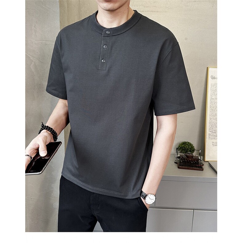 男士棉质短袖T恤2025夏季新款圆领韩版宽松设计感上衣T98001-P58,男装T恤,电商A237