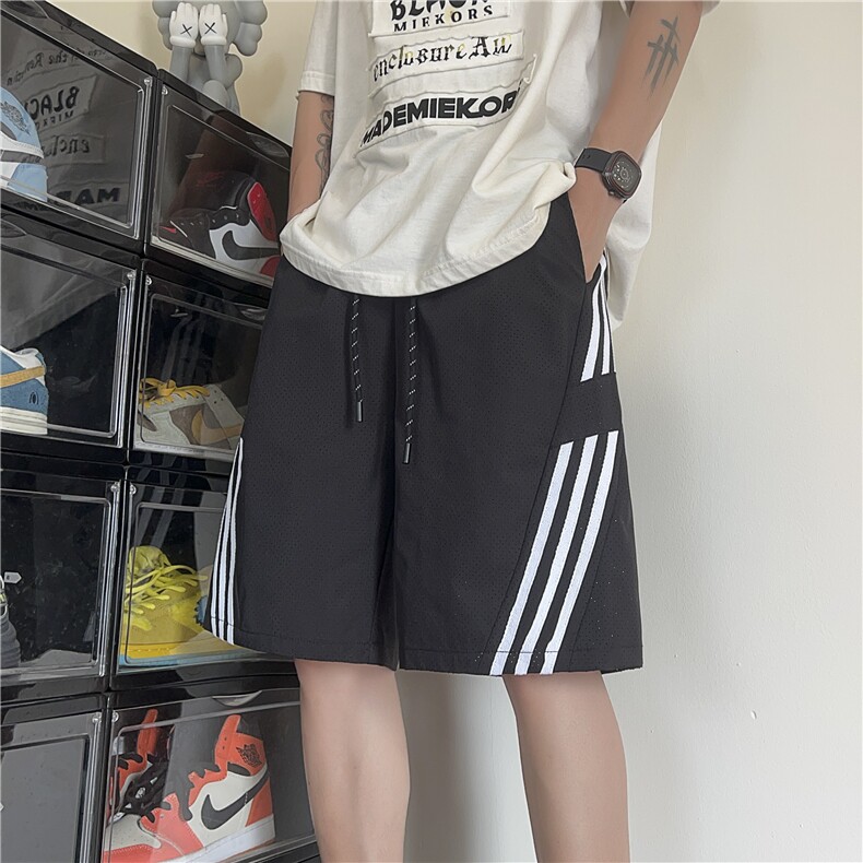 2025夏季新款潮流条纹透气网眼宽松五分裤B315-K24205-特p30控58，男装牛仔裤，电商B315