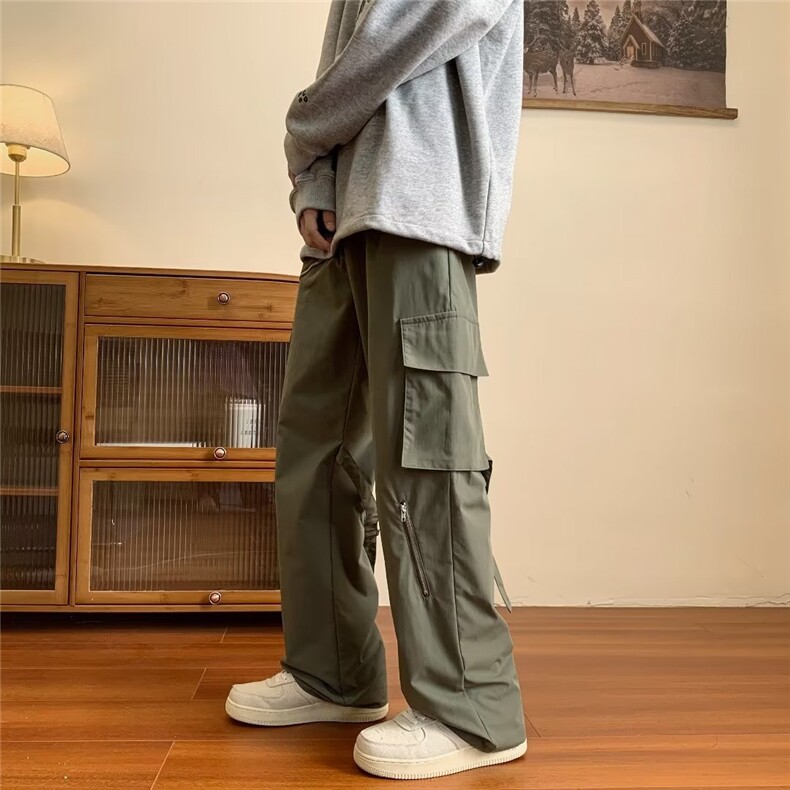美式裤子男款秋季高街小众设计感宽松直筒工装休闲长裤KD06-P40,男装休闲裤,星座1109-3