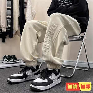 冬装男加厚休闲裤重磅双面奥粒绒运动裤潮牌字母钢印KJ118-P50图片