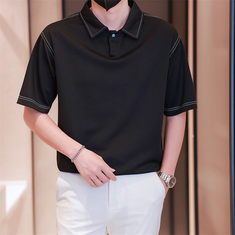夏男翻领POLO衫拼色男休闲宽松休闲衬衣小伙A236-82570-P50,男装T恤,电商A236