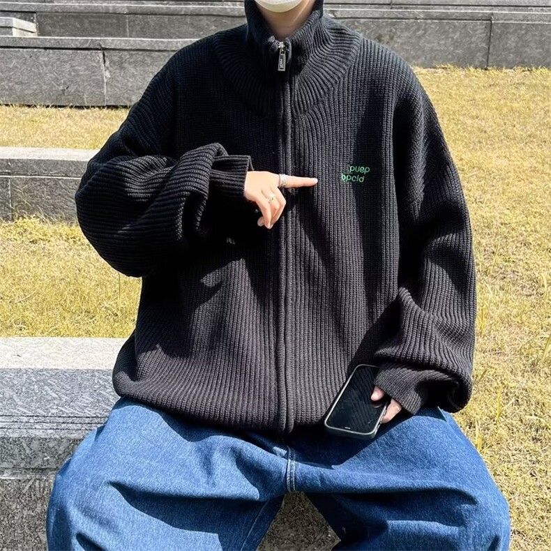 美式复古毛衣外套开衫高级感纯欲风潮炸街宽松慵懒上衣MY135P55,男装夹克,星座1116-2