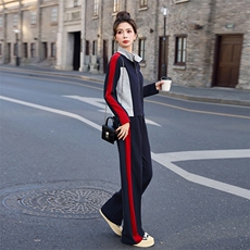 运动套装女春秋2025新款时尚显瘦开衫拼色休闲服立领卫衣两件套棉，女装套装/套裙，凝聚力