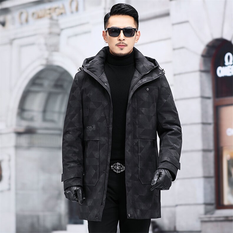 新款羽绒服冬季外套潮流百搭中年男士长款连帽外套KCN3072-5-P315,男装羽绒服,电商B212（原钱塘6029）