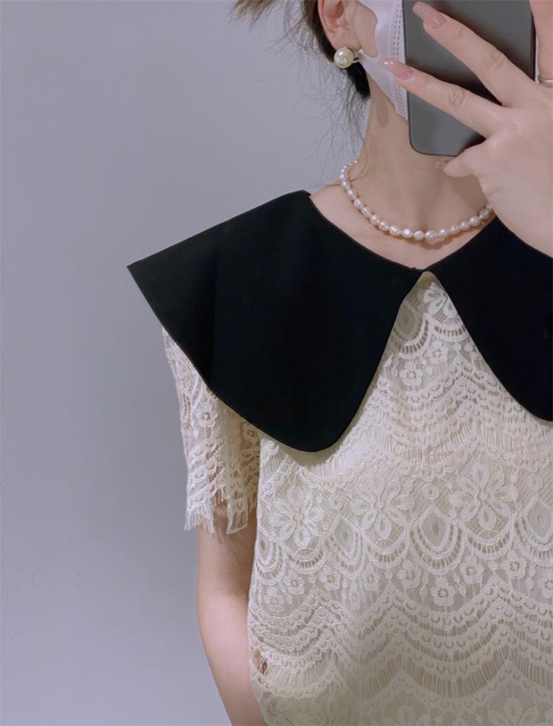 娃娃领蕾丝小衫，其它，驿谷